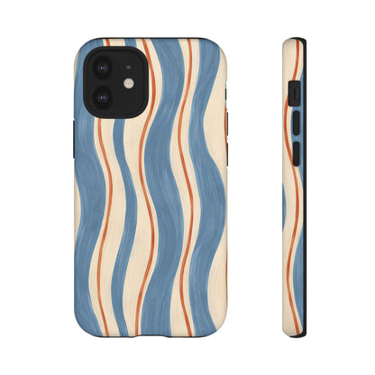 Blue Wavy Stripe iPhone Tough Case | Riviera Ribbons