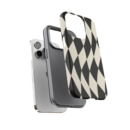 Harlequin Sway iPhone Tough Case | Black & White Harlequin