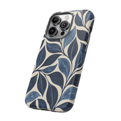 Indigo Folia iPhone Tough Case | Indigo & Ivory Leaf Pattern