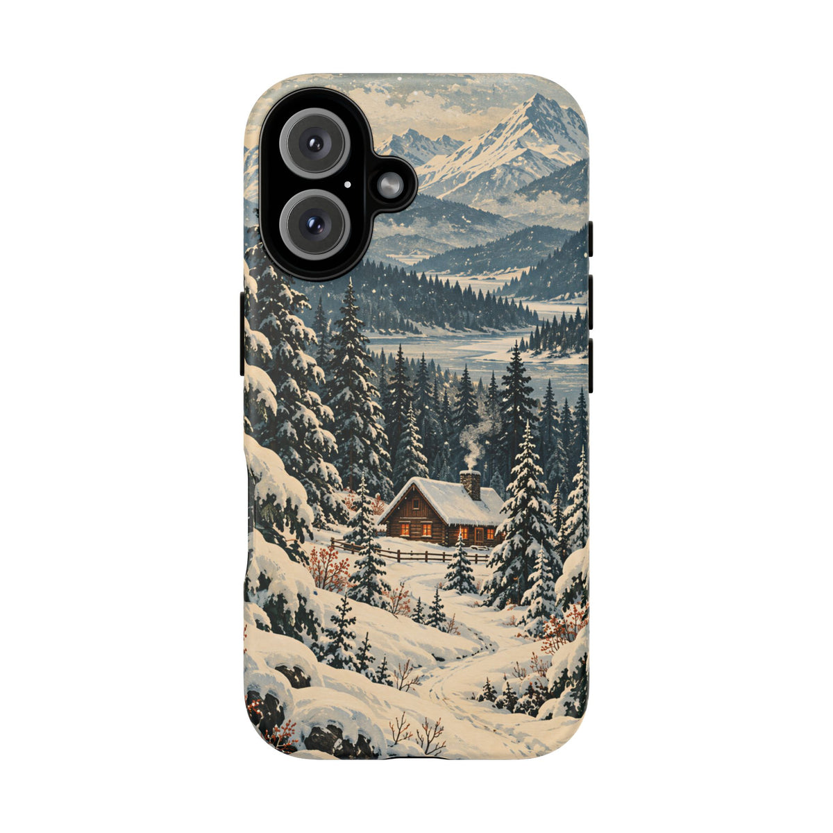 Vintage Winter Cabin Tough Phone Case