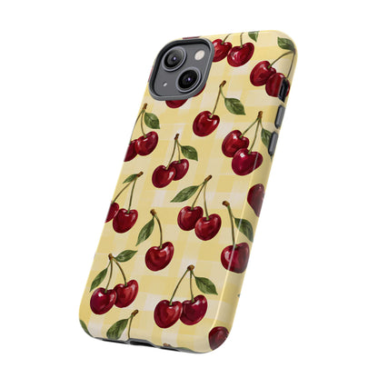 Cherry Gingham iPhone Tough Case | Cherry Picnic