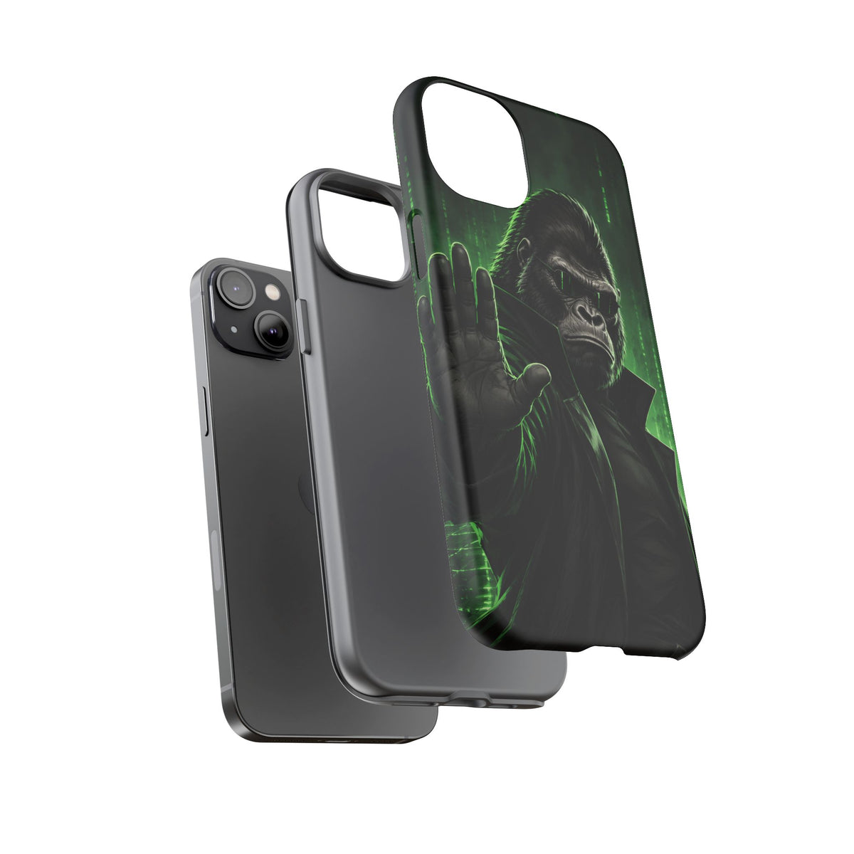 Cyberpunk Gorilla iPhone Tough Case | Neon Code Silverback