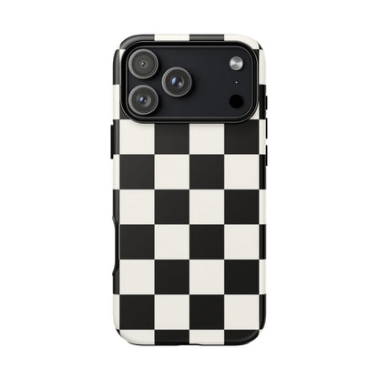Classic Check iPhone Tough Case | Black & White Checkerboard