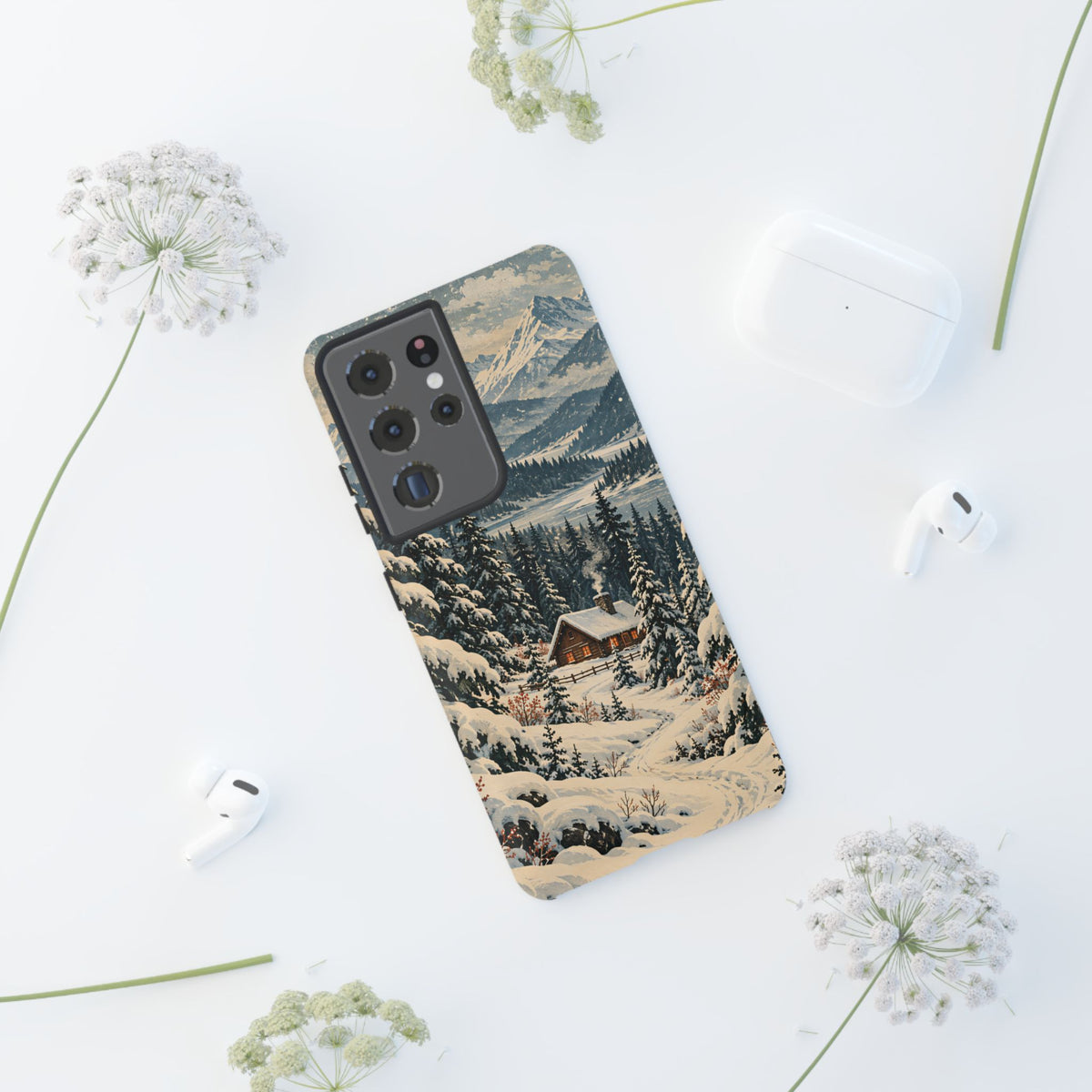 Vintage Winter Cabin Tough Phone Case