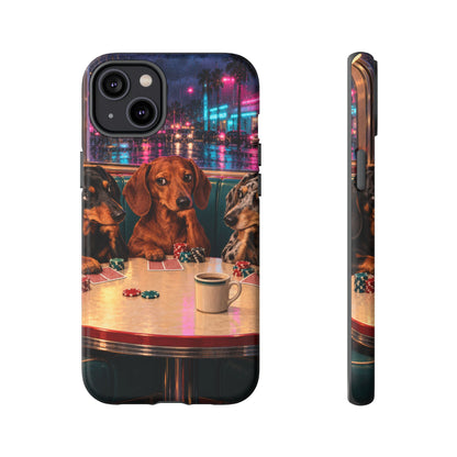 All-Night Aces iPhone Tough Case | dachshund poker