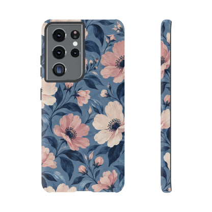Dusk Blossom Samsung Galaxy Tough Case | Pink & Ivory Floral on Blue