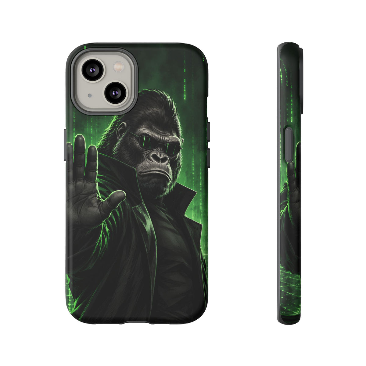 Cyberpunk Gorilla iPhone Tough Case | Neon Code Silverback
