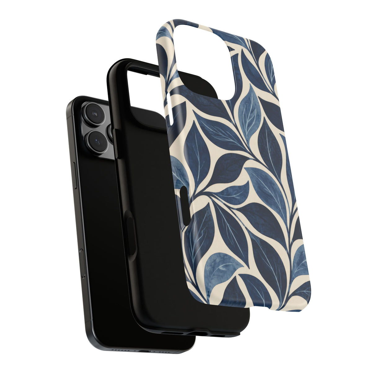 Indigo Folia iPhone Tough Case | Indigo & Ivory Leaf Pattern