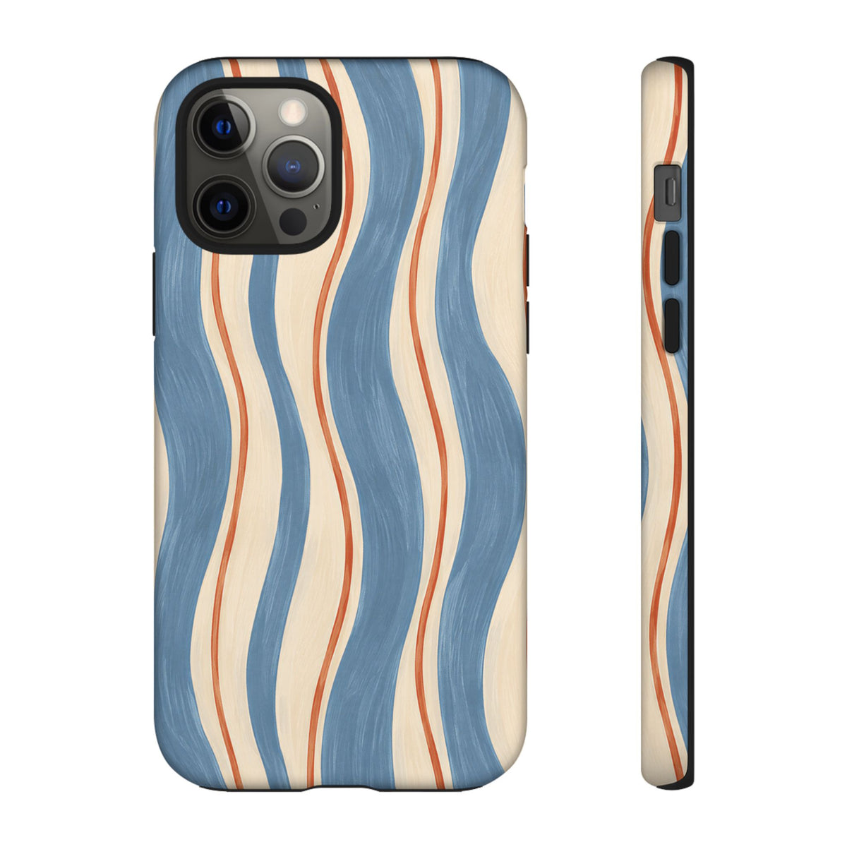 Blue Wavy Stripe iPhone Tough Case | Riviera Ribbons
