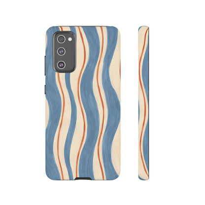 Blue Wavy Stripe Samsung Galaxy Tough Case | Riviera Ribbons