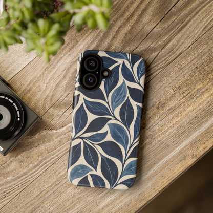 Indigo Folia iPhone Tough Case | Indigo & Ivory Leaf Pattern