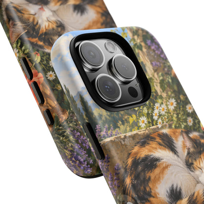 Garden Nap iPhone Tough Case | calico cat