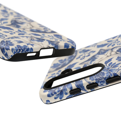Porcelain Paws Samsung Galaxy Tough Case | blue cat pattern