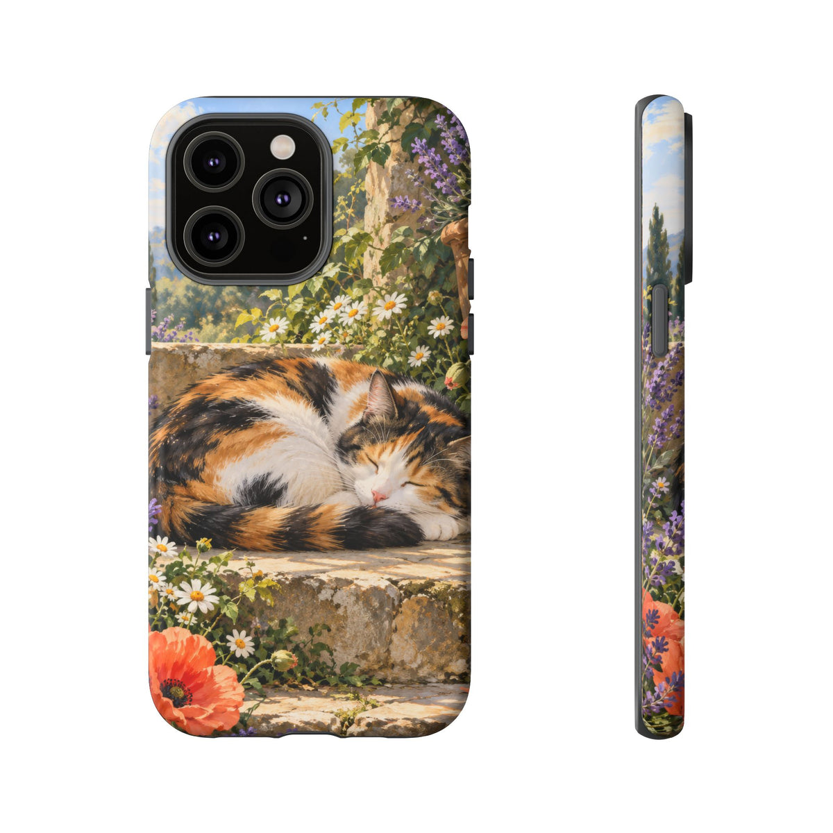Garden Nap iPhone Tough Case | calico cat