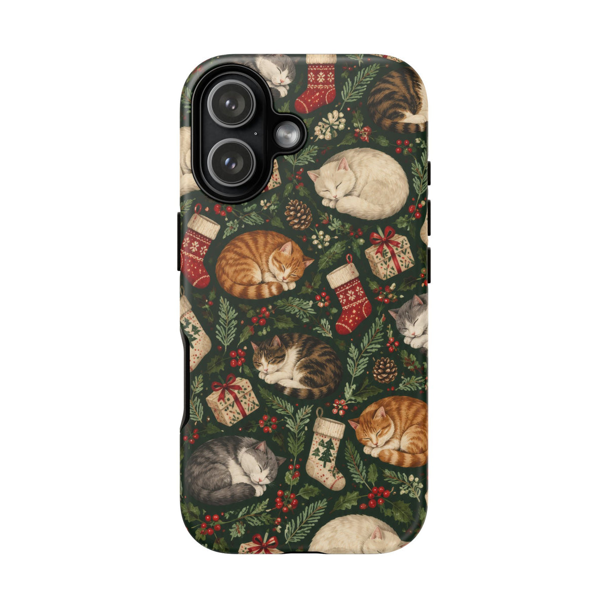 Christmas Cat Naps iPhone Tough Case | christmas cats