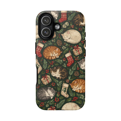 Christmas Cat Naps iPhone Tough Case | christmas cats