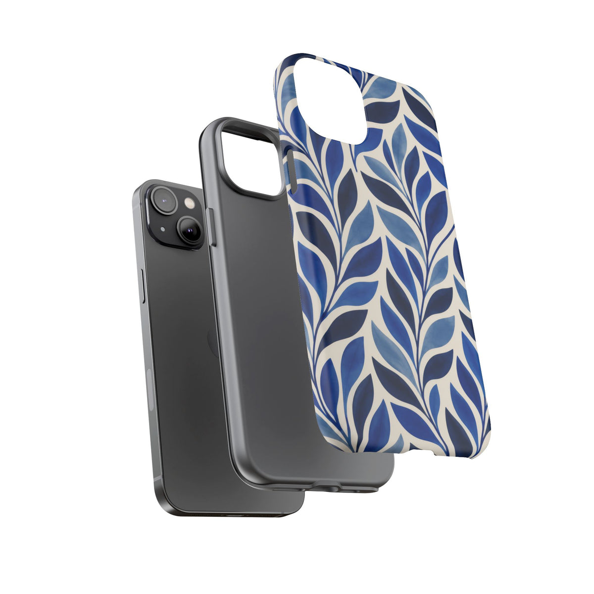 Cobalt Current iPhone Tough Case | Cobalt Blue Leaf Pattern