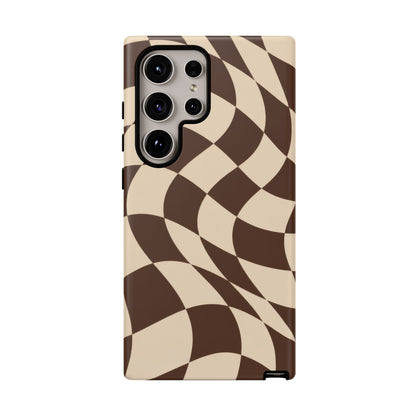 Espresso Wave Samsung Galaxy Tough Case | brown checkerboard