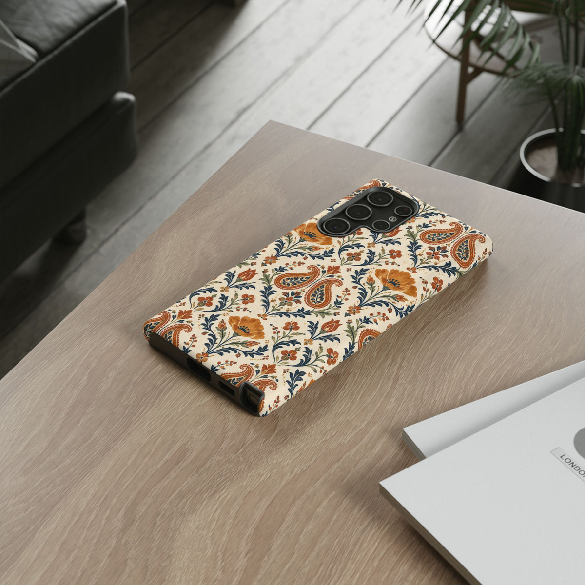 Terracotta Arabesque Samsung Galaxy Tough Case | Terracotta Floral Paisley