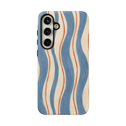 Blue Wavy Stripe Samsung Galaxy Tough Case | Riviera Ribbons