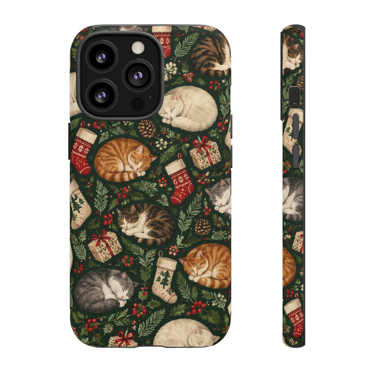 Christmas Cat Naps iPhone Tough Case | christmas cats