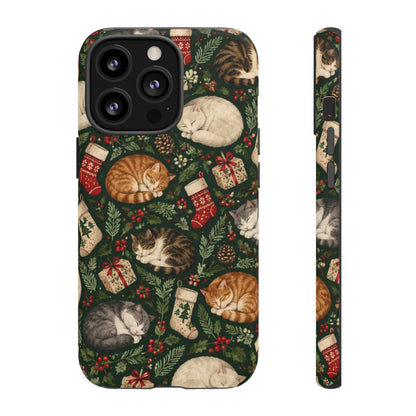 Christmas Cat Naps iPhone Tough Case | christmas cats