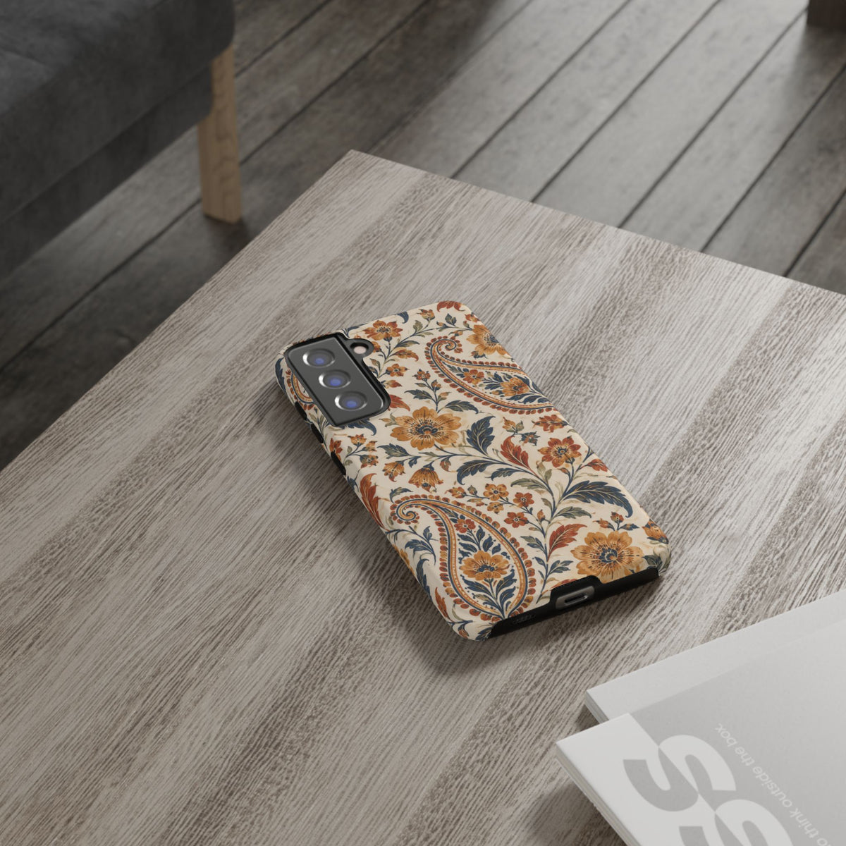 Saffron Heirloom Samsung Galaxy Tough Case | Floral Paisley on Ivory