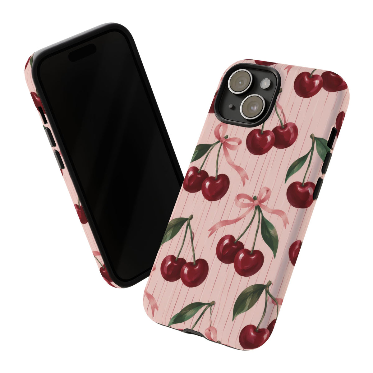 Cherry Ribbon iPhone Tough Case | cherry print