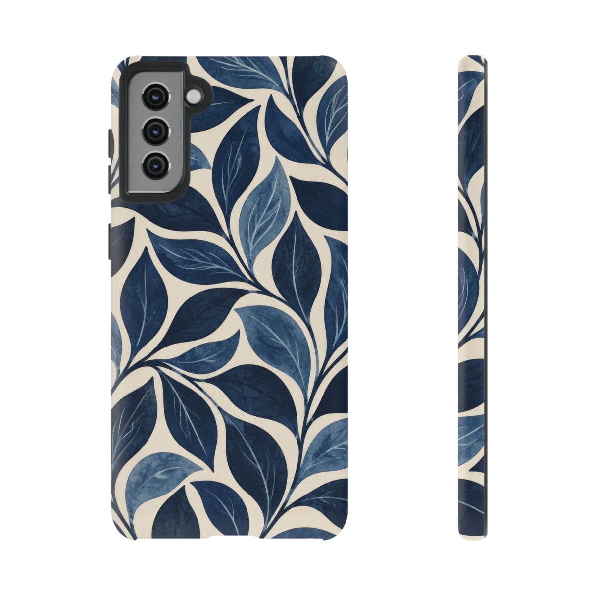 Indigo Folia Samsung Galaxy Tough Case | Indigo & Ivory Leaf Pattern