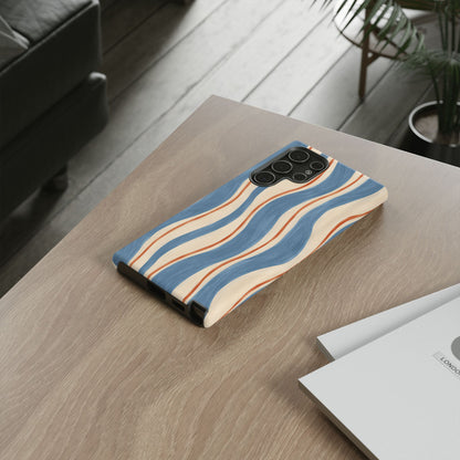 Blue Wavy Stripe Samsung Galaxy Tough Case | Riviera Ribbons