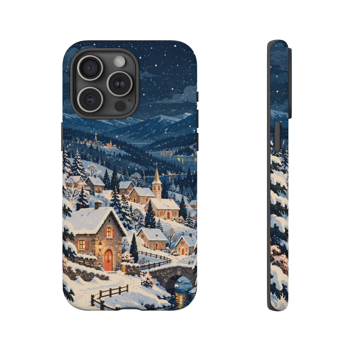 Snowfall on Juniper Lane iPhone Tough Case | christmas village