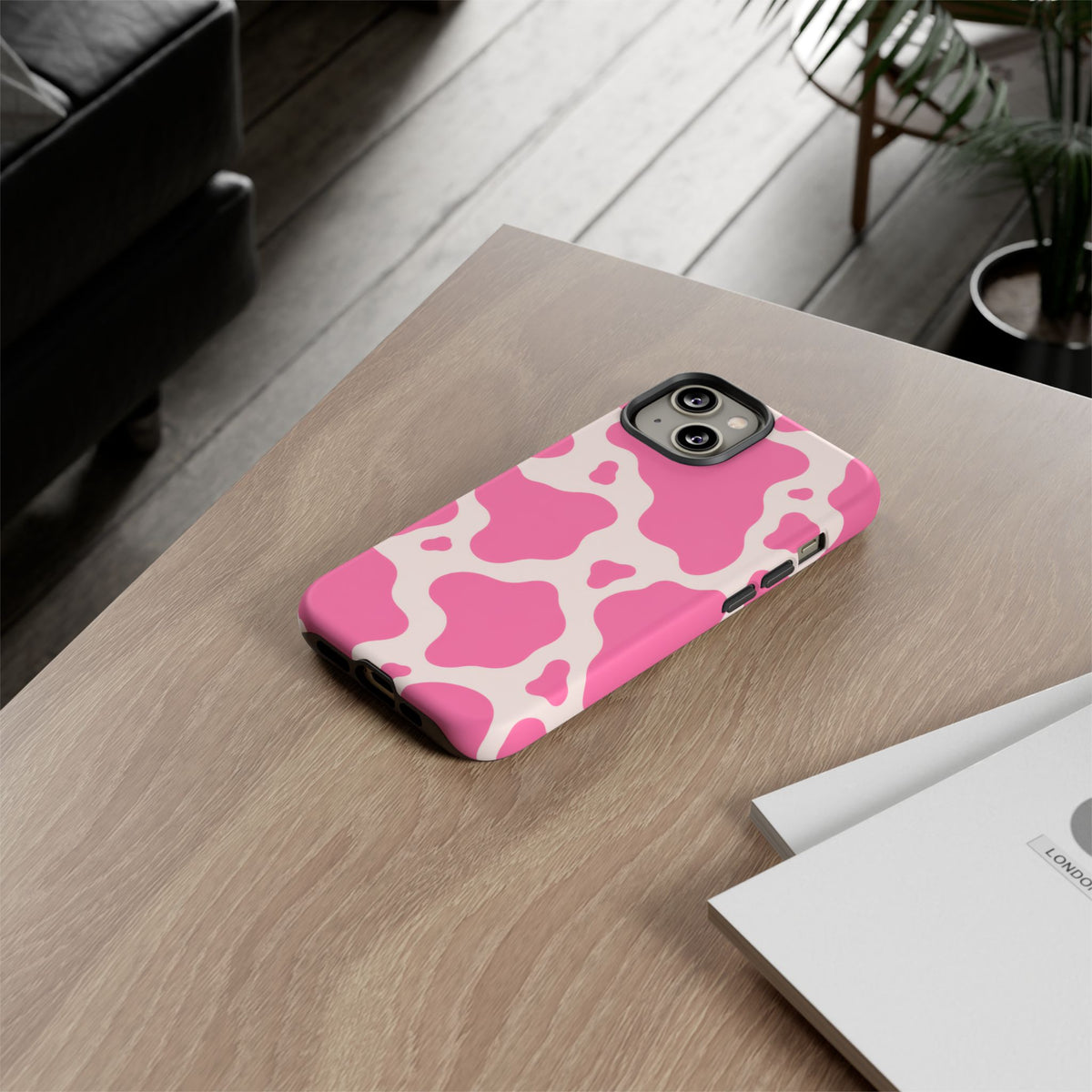 Strawberry Milk iPhone Tough Case | Pink Cow Print