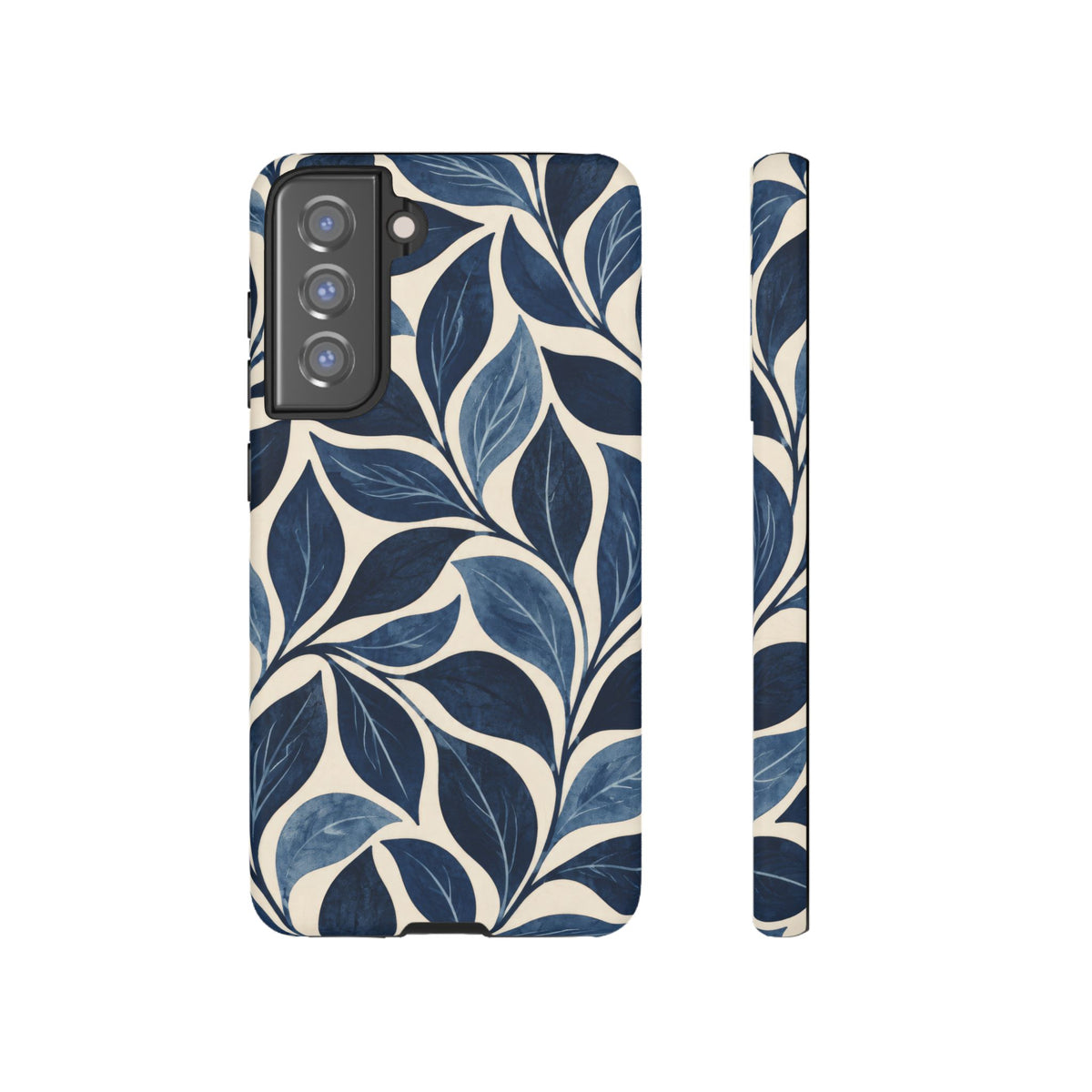 Indigo Folia Samsung Galaxy Tough Case | Indigo & Ivory Leaf Pattern
