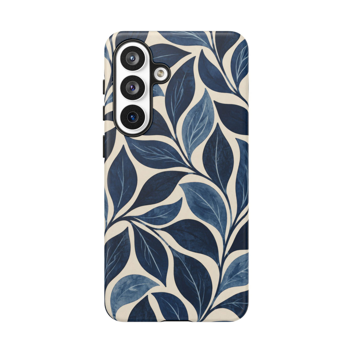 Indigo Folia Samsung Galaxy Tough Case | Indigo & Ivory Leaf Pattern