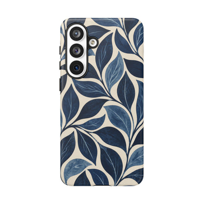 Indigo Folia Samsung Galaxy Tough Case | Indigo & Ivory Leaf Pattern
