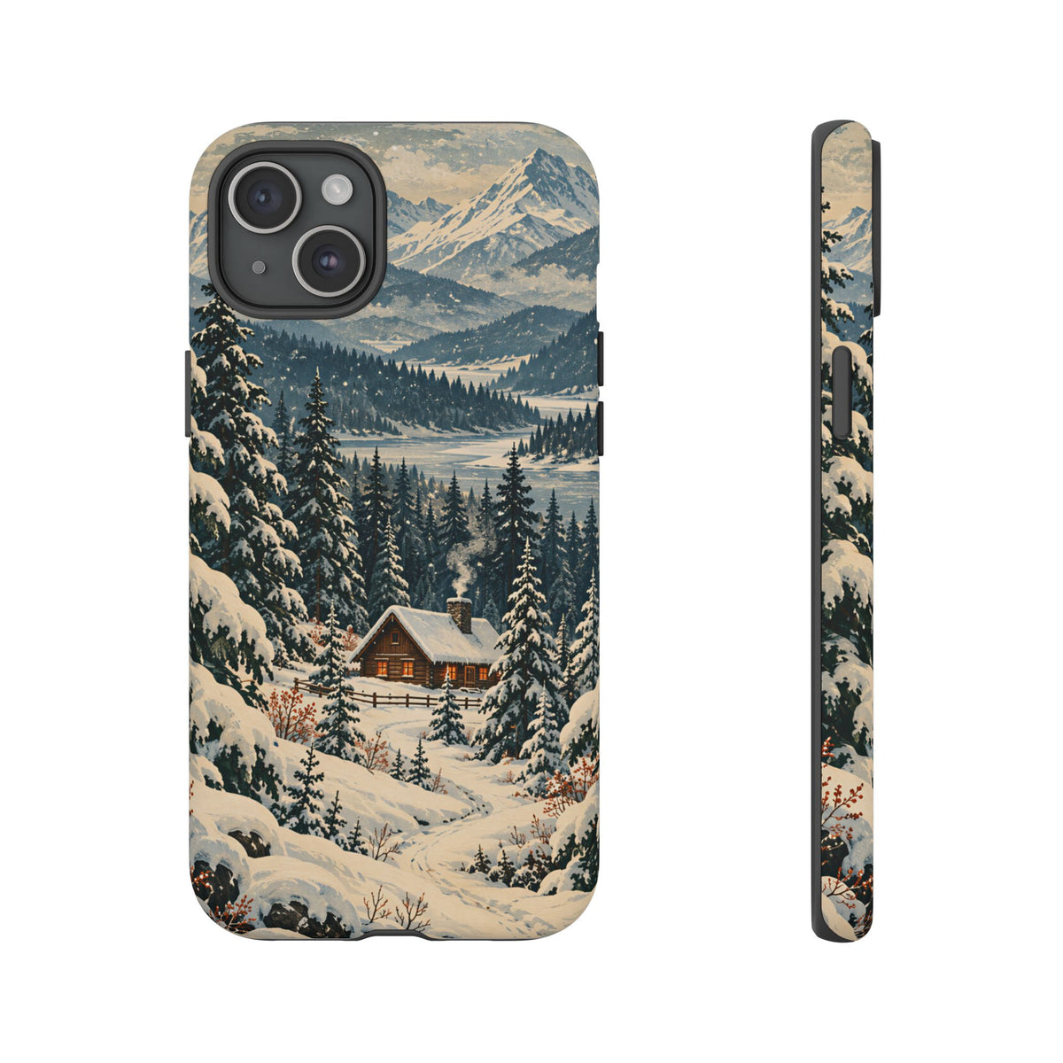 Vintage Winter Cabin Tough Phone Case