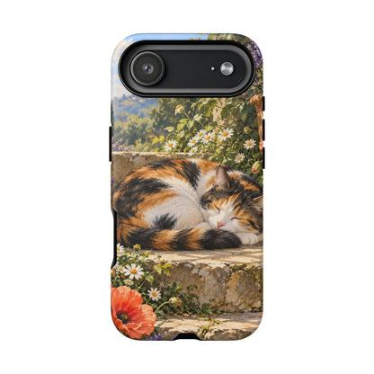Garden Nap iPhone Tough Case | calico cat