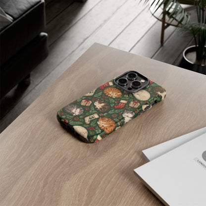 Christmas Cat Naps iPhone Tough Case | christmas cats