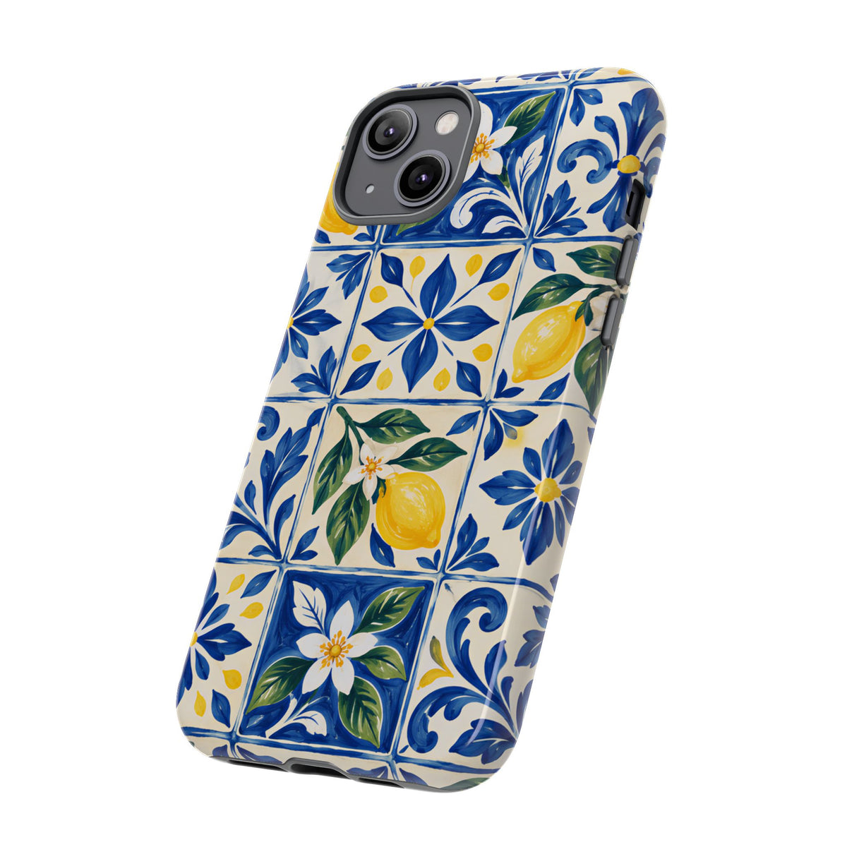 Blue Lemon Tile iPhone Tough Case | Azulejo Orchard
