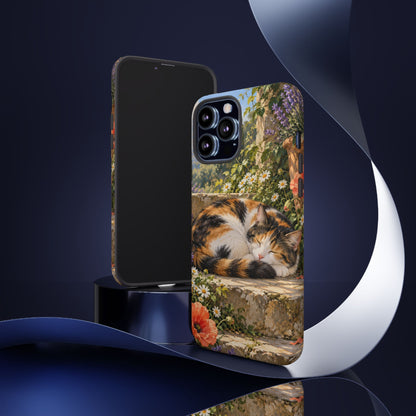 Garden Nap iPhone Tough Case | calico cat