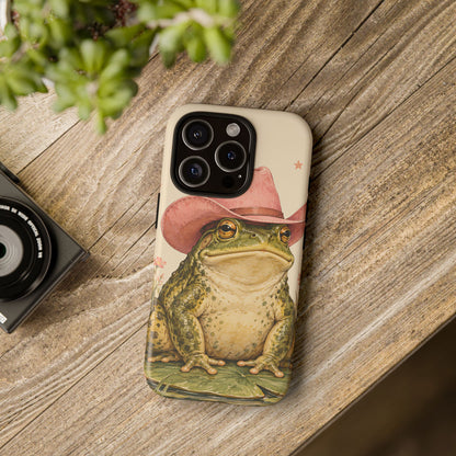 Cowboy Frog iPhone Tough Case | Pink Hat Bullfrog