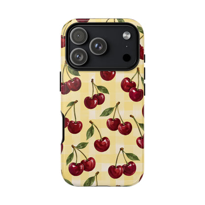 Cherry Gingham iPhone Tough Case | Cherry Picnic