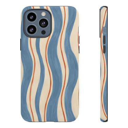 Blue Wavy Stripe iPhone Tough Case | Riviera Ribbons