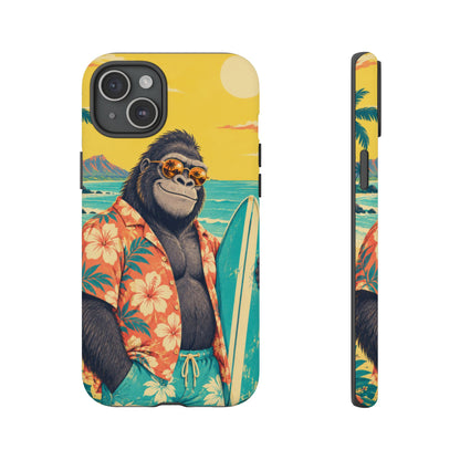 Banana Break iPhone Tough Case | Retro Surf Gorilla Art