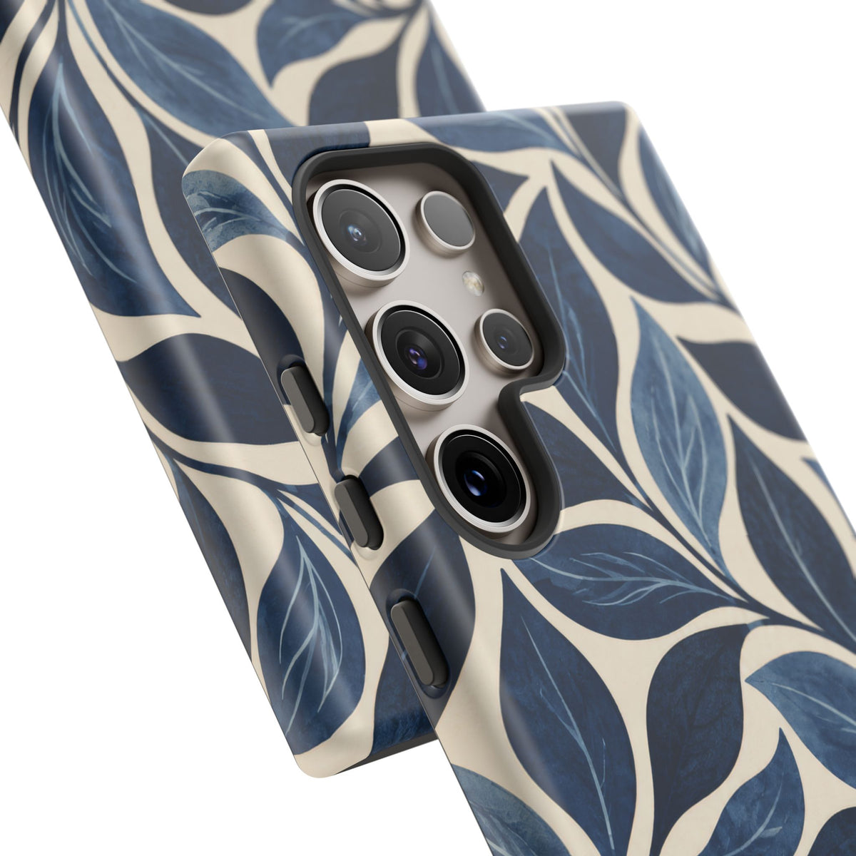 Indigo Folia Samsung Galaxy Tough Case | Indigo & Ivory Leaf Pattern