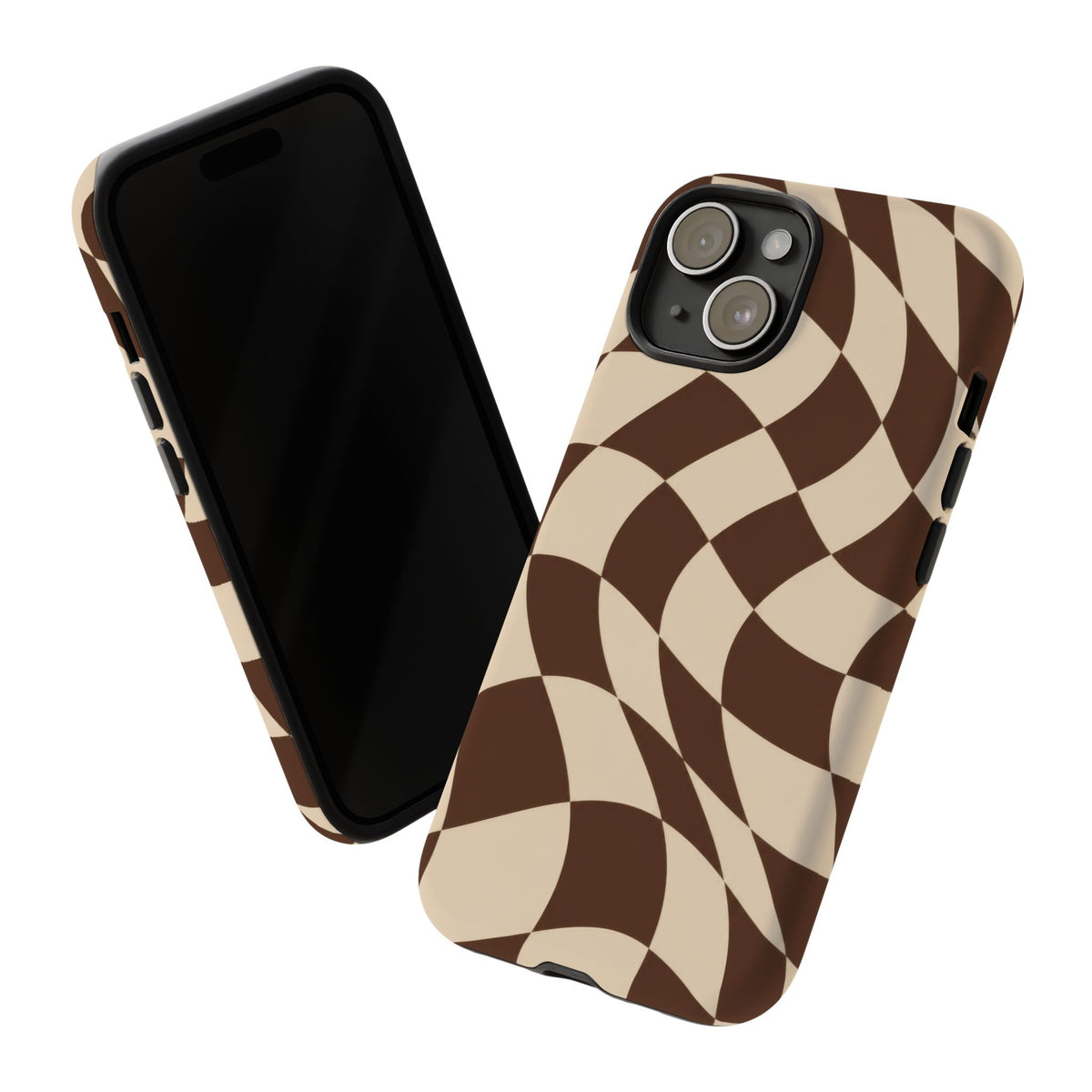 Espresso Wave iPhone Tough Case | brown checkerboard