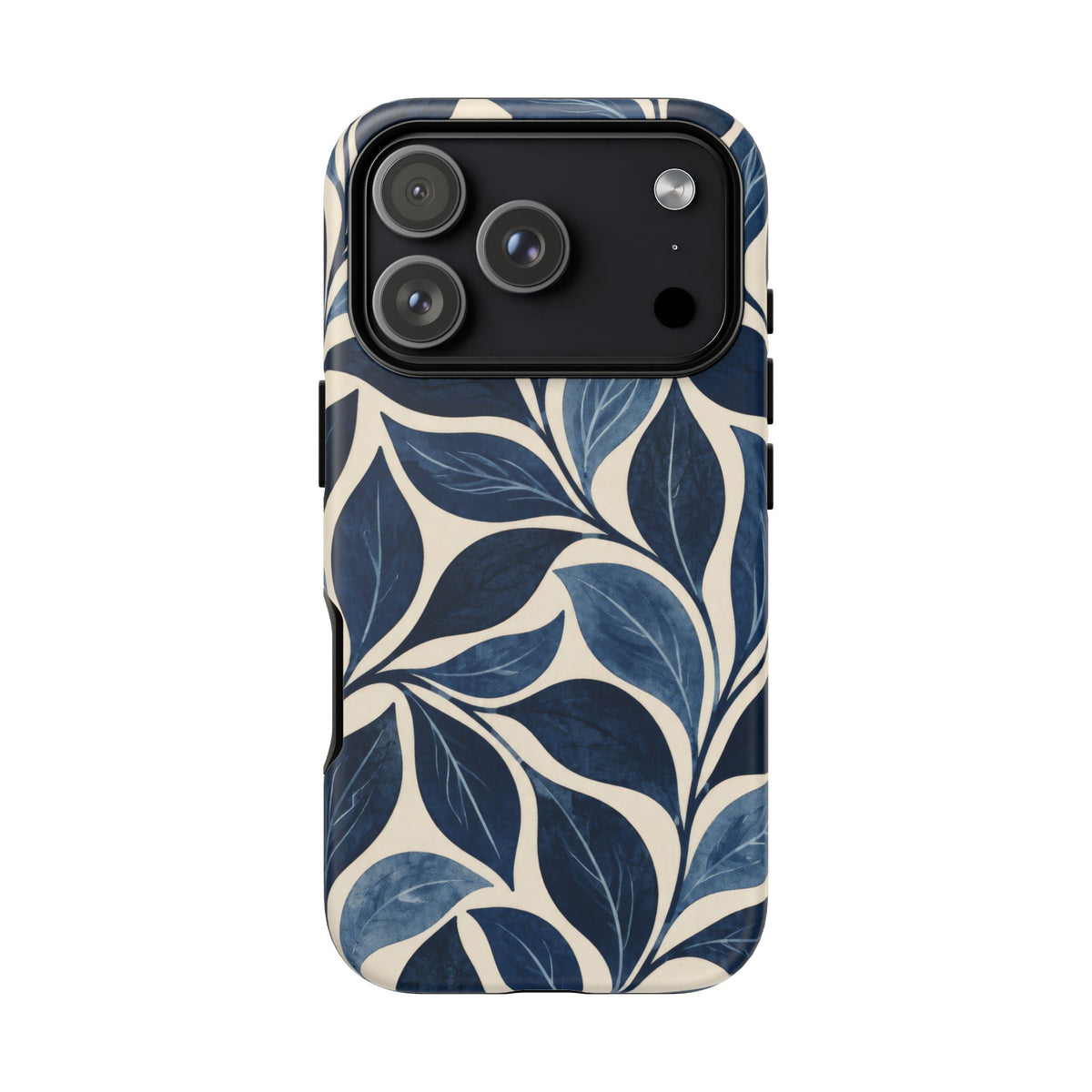 Indigo Folia iPhone Tough Case | Indigo & Ivory Leaf Pattern