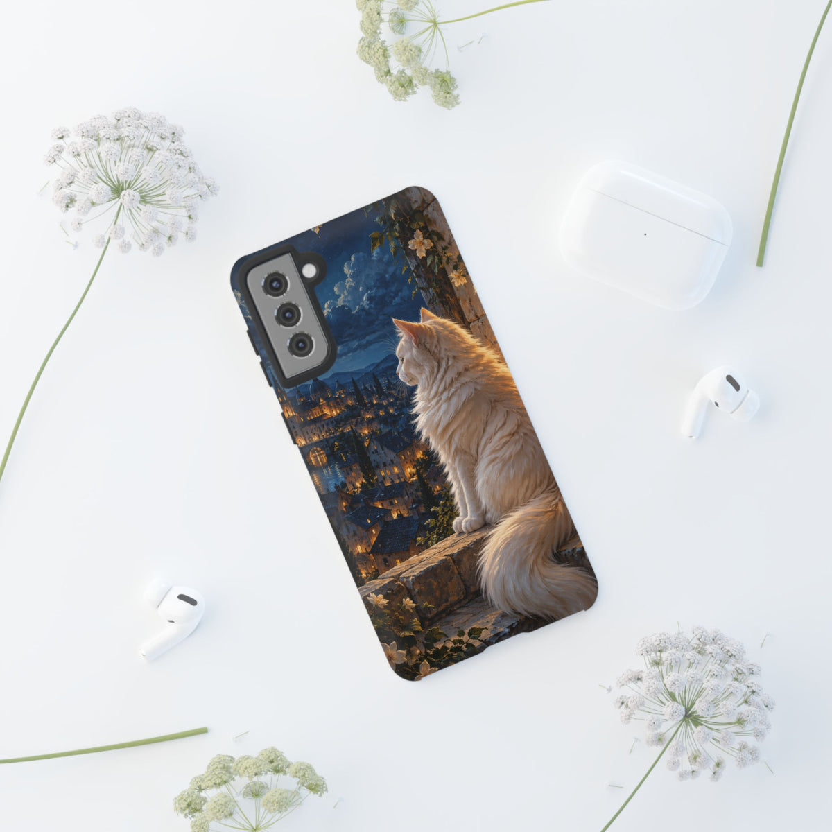 Moonlit Window Samsung Galaxy Tough Case | white cat
