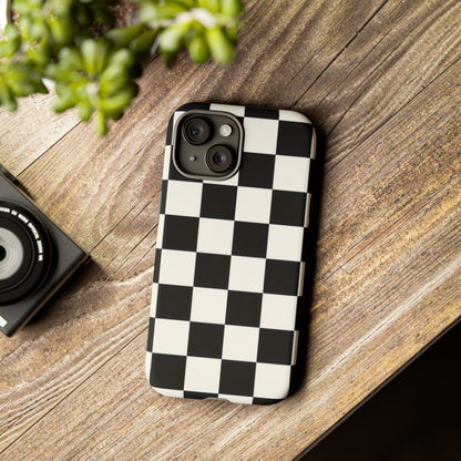 Classic Check iPhone Tough Case | Black & White Checkerboard