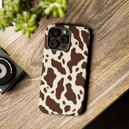Cocoa Ranch iPhone Tough Case | Brown Cow Print